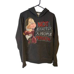Disney Hoodie Grumpy Womens Medium Gray Not Exactly A People Person